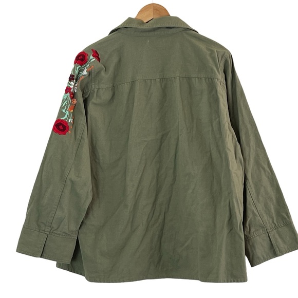 Floriana | Green cotton zip front jacket embroidered details women’s siz… - Picture 6 of 11